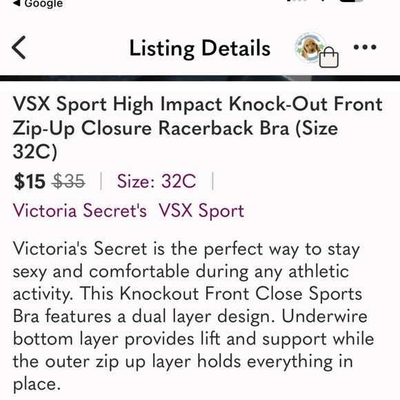 VSX sport bra 32DD Victoria secret’s high impact knock out front zip closure - Picture 10 of 10